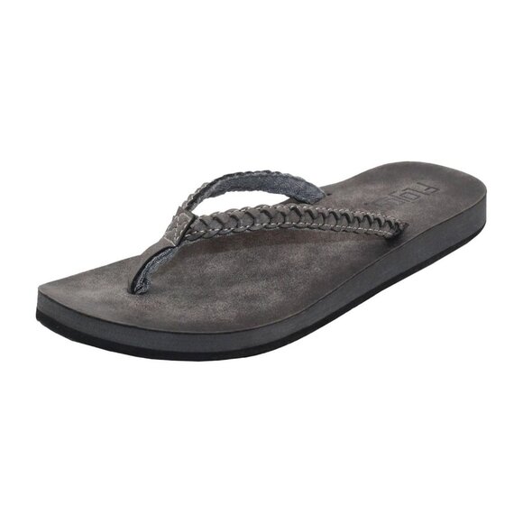 ls Size 7Flojos Sky Womens Braided Comfort Straps Charcoal Gray Flip Flop Sanda - Picture 1 of 9